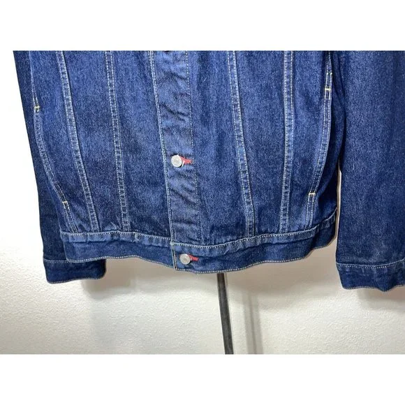 Tommy Hilfiger Jean Jacket Mens 2 XL XXL Blue Biker Dark Denim Trucker